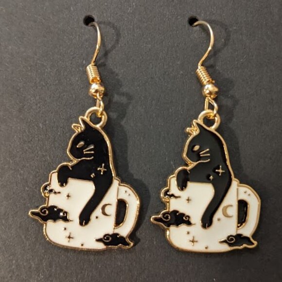 Coffee and Cats Earrings - Picture 2 of 5